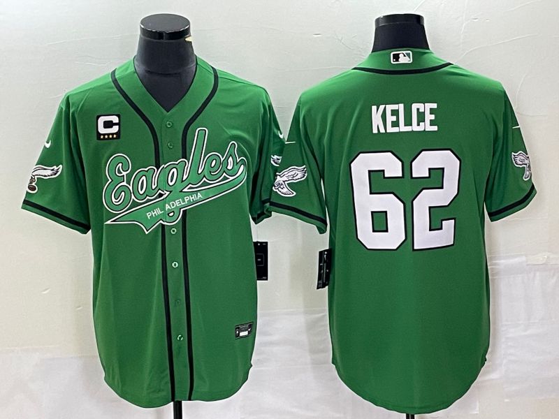 Men Philadelphia Eagles #62 Kelce Green Co Branding Game NFL Jerseys->philadelphia eagles->NFL Jersey